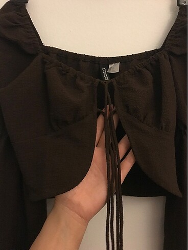 xs Beden kahverengi Renk Dekolteli crop
