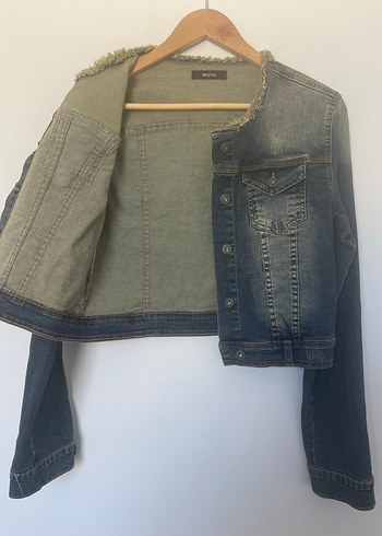 Düğmeli Mavi Kadın Denim Ceket - Görsel 3