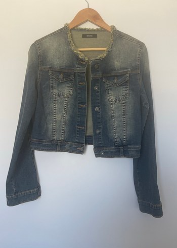 Düğmeli Mavi Kadın Denim Ceket - Görsel 2