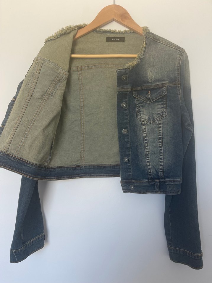 Düğmeli Mavi Kadın Denim Ceket - Görsel 3