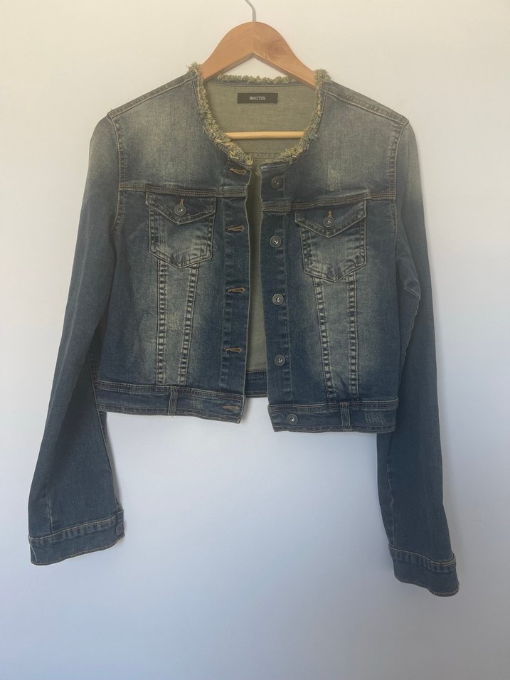 Düğmeli Mavi Kadın Denim Ceket - Görsel 2