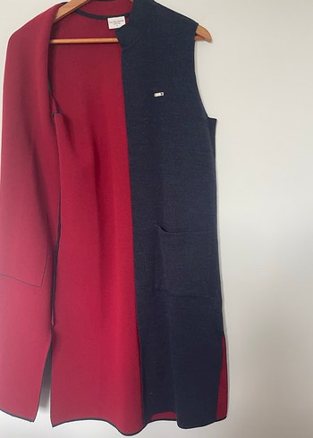 Us Olossın marka Dışı lacivert içi bordo kaplı Midi Yelek - Görsel 2