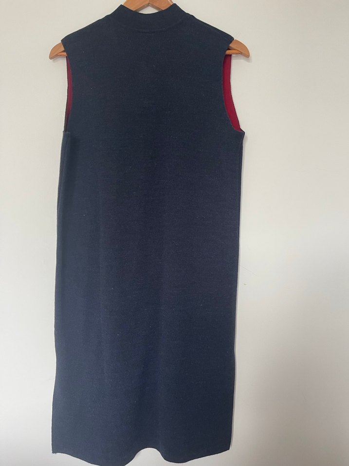 Us Olossın marka Dışı lacivert içi bordo kaplı Midi Yelek - Görsel 3