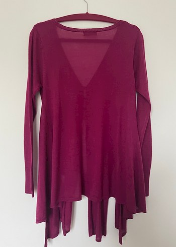 Fuşya renk merino yünlü ince şık hırka - Görsel 3