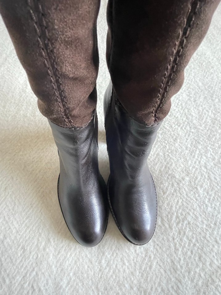 NINE WEST Kahverengi deri süet özellikli çizme - Görsel 2