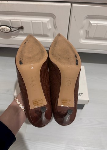 NINE WEST Kadın Kahverengi Deri Stiletto Topuklu Ayakkabı - Görsel 3