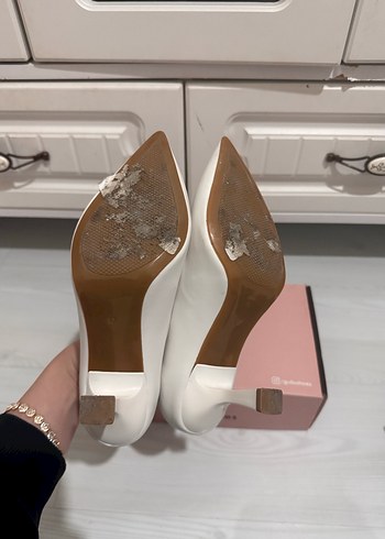 Beyaz Rugan Kadın Stiletto Topuklu Ayakkabı - Görsel 3