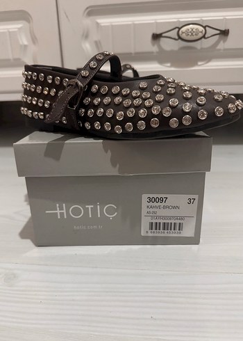 Kız Kahverengi Tokalı Taşlı Ayakkabı Babet - Görsel 4