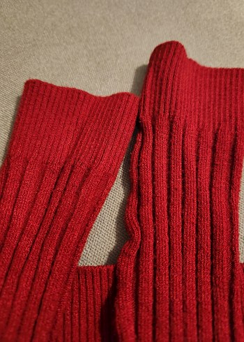 Kırmızı Kadın Triko Boğazlı Süveter - Görsel 2