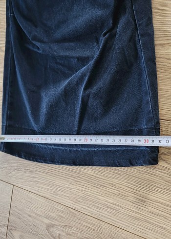 Kemerli Lacivert Geniş Paça Kadın Kot Pantolon - Görsel 4