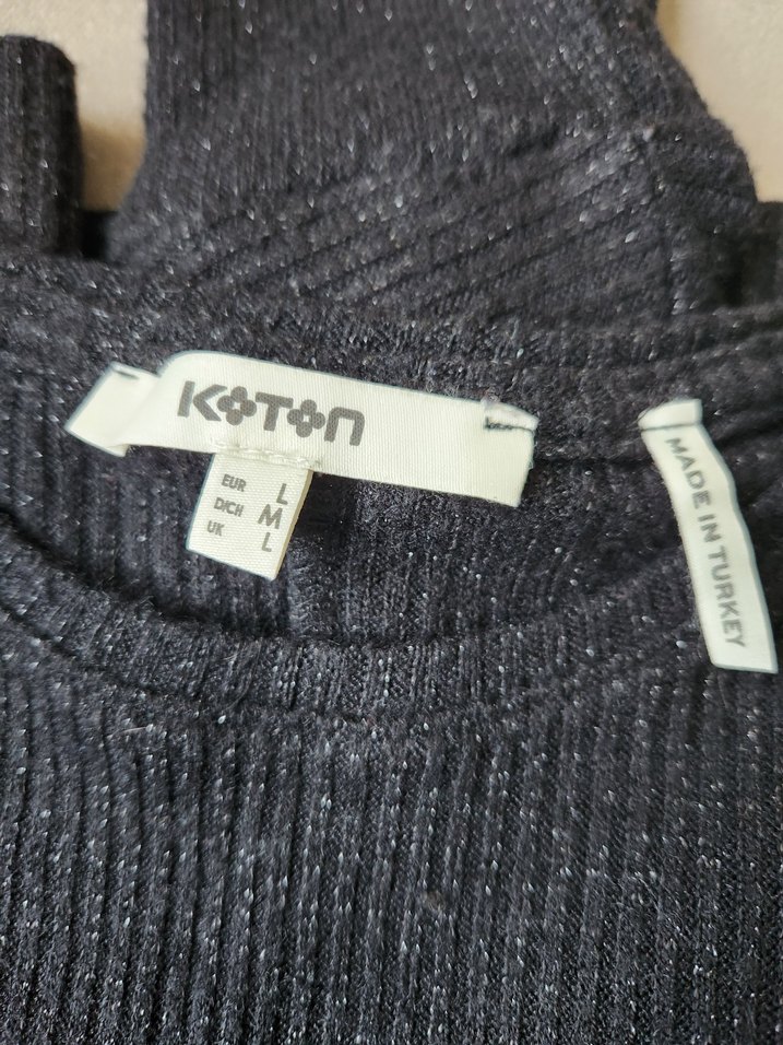koton triko  siyah simli L beden yarasa kol - Görsel 2