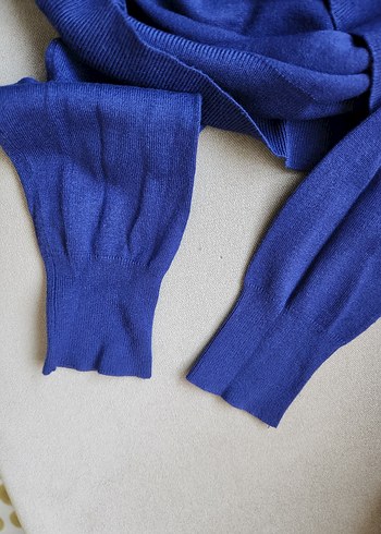 Mavi Boğazlı Kadın Triko Kazak - Görsel 3