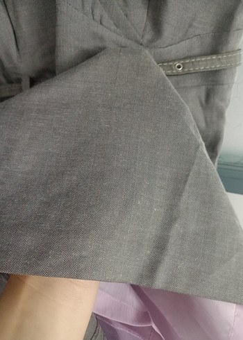 Keten Kumaşlı V Yaka Kemerli Hamile Elbisesi - Görsel 5