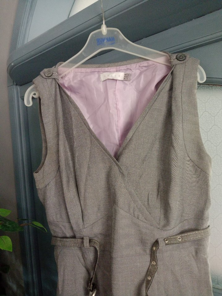 Keten Kumaşlı V Yaka Kemerli Hamile Elbisesi - Görsel 3