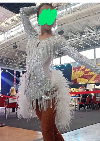 xs Beden beyaz Renk salsa Latin dans kostüm