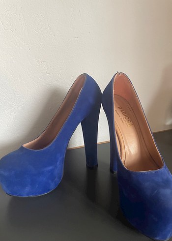 Kadın Mavi Süet Platform Topuklu - Görsel 2