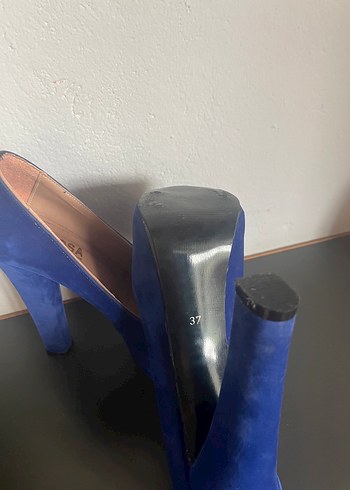 Kadın Mavi Süet Platform Topuklu - Görsel 4