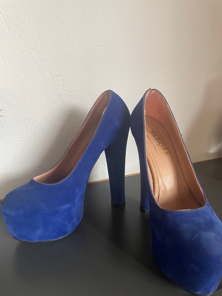 Kadın Mavi Süet Platform Topuklu - Görsel 2