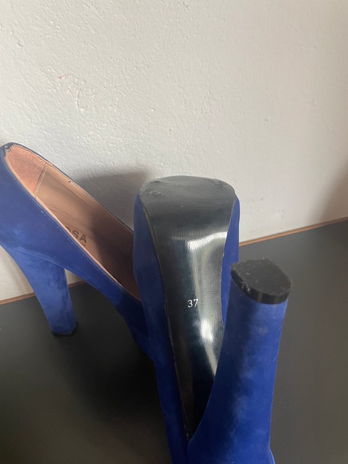 Kadın Mavi Süet Platform Topuklu - Görsel 4