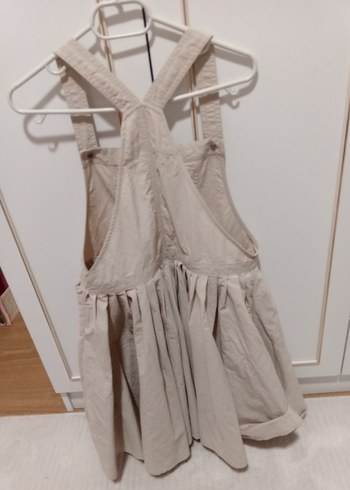 Kız Çocuk Bej poplin Fırfırlı Salopet - Görsel 2