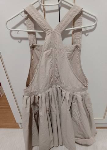 Kız Çocuk Bej poplin Fırfırlı Salopet - Görsel 3