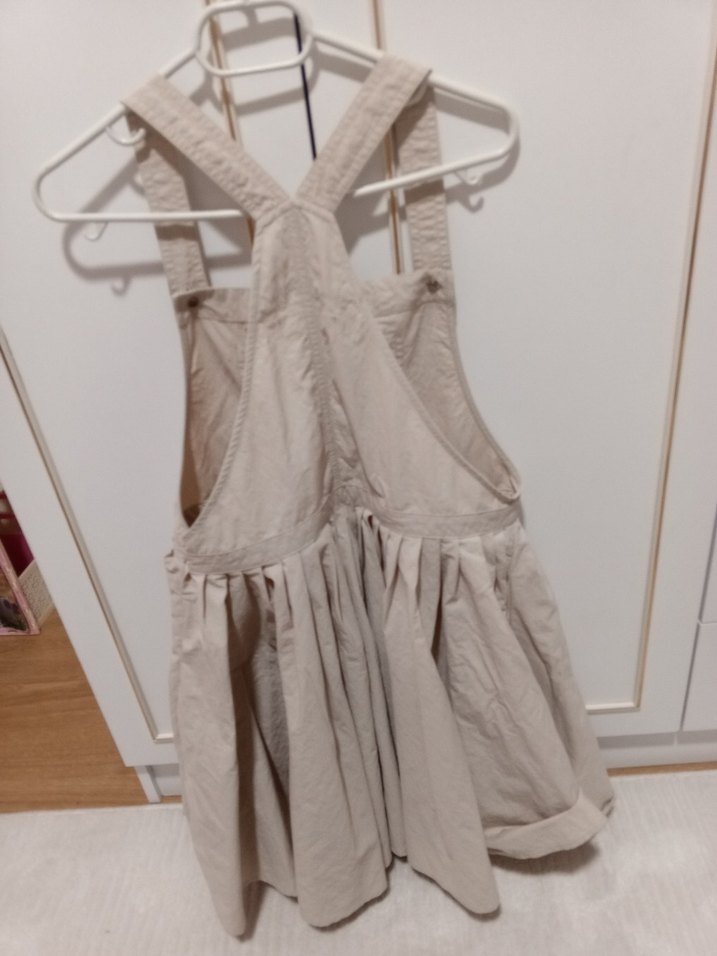 Kız Çocuk Bej poplin Fırfırlı Salopet - Görsel 2