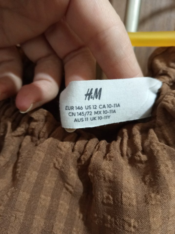 Kızlar için kahverengi keten askılı tulum - Görsel 3