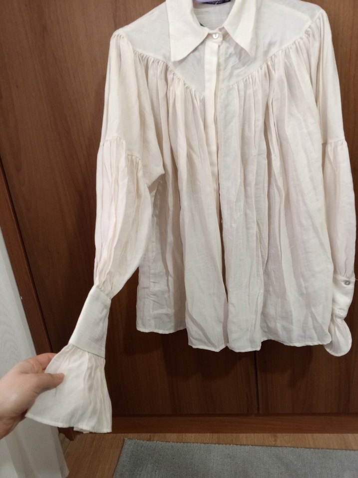 Bej Uzun Kollu Gömlek - Görsel 2