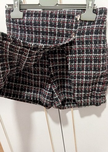 Düğmeli Kısa Ekose Mini Etek - Görsel 2