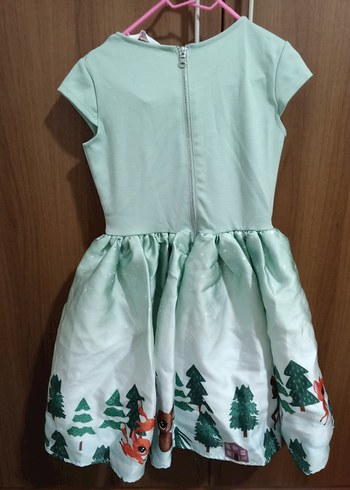 Yeşil Kız Çocuk Elbisesi Fiyonk Detaylı - Görsel 2