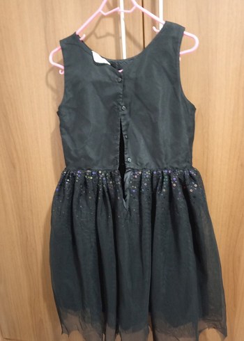 Kız Çocuk Siyah Simli Nakışlı Abiye Elbise - Görsel 3