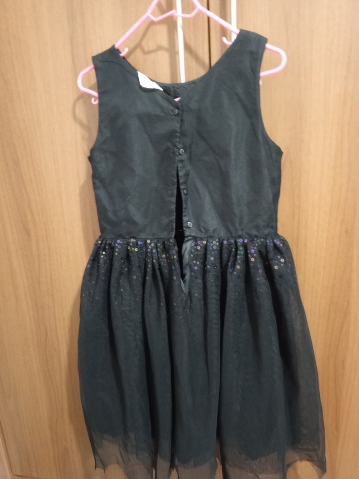 Kız Çocuk Siyah Simli Nakışlı Abiye Elbise - Görsel 3