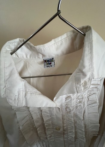 Beyaz Pilili Keten çocuk Gömlek - Görsel 2