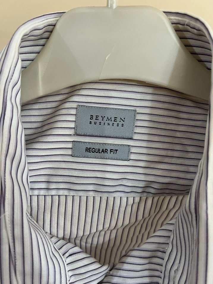 Gri Çizgili Uzun Kollu Erkek Gömlek - Görsel 4