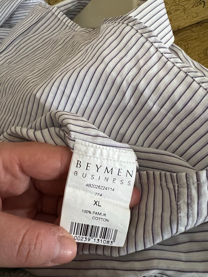 Gri Çizgili Uzun Kollu Erkek Gömlek - Görsel 3