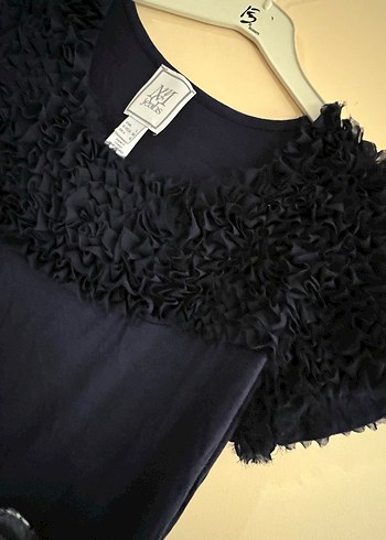 Kürk Detaylı Lacivert Midi Triko Elbise - Görsel 3