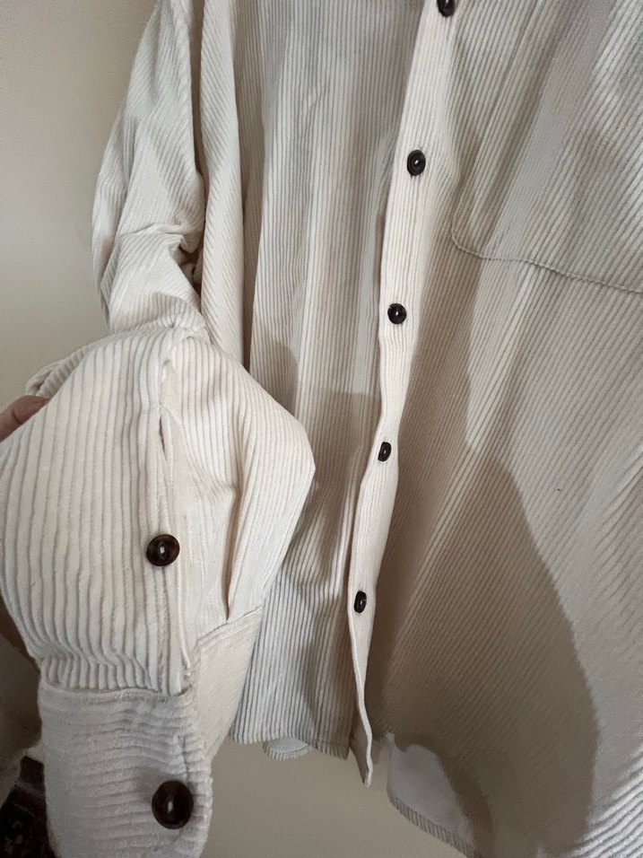 Düğmeli Beyaz erkek Gömlek - Görsel 4