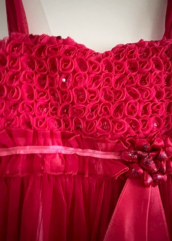 Pembe Dantelli Klasik Kız Elbisesi - Görsel 2