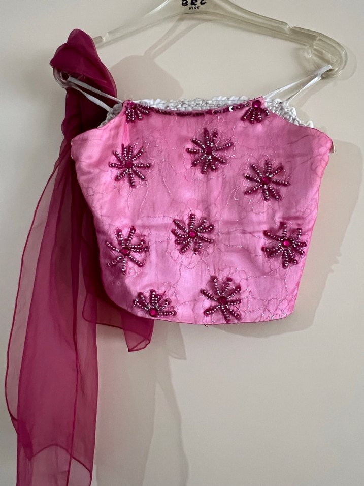 Pembe Nakışlı Drapeli çocuk abiye  - Görsel 2