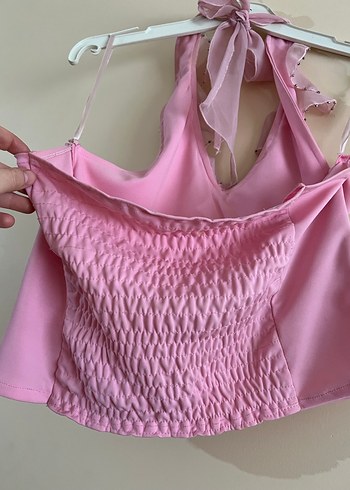 Pembe Straplez Fırfırlı Kız çocuk takım - Görsel 5