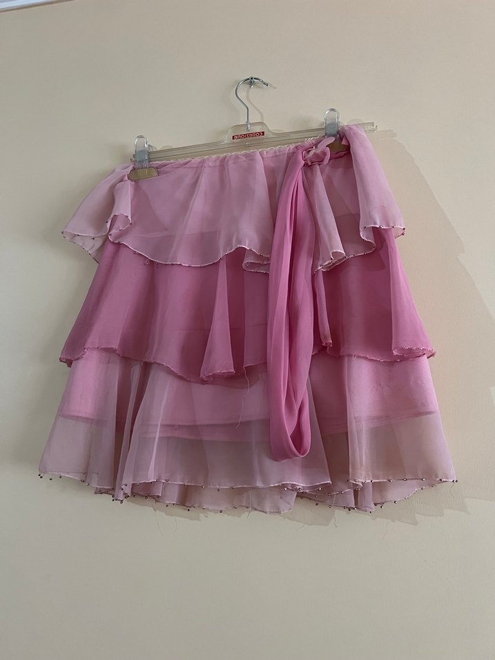 Pembe Straplez Fırfırlı Kız çocuk takım - Görsel 3