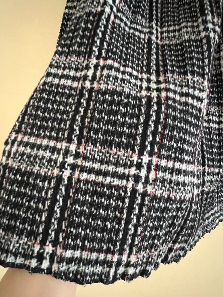 Gri Ekoseli Pilili Midi Etek - Görsel 2