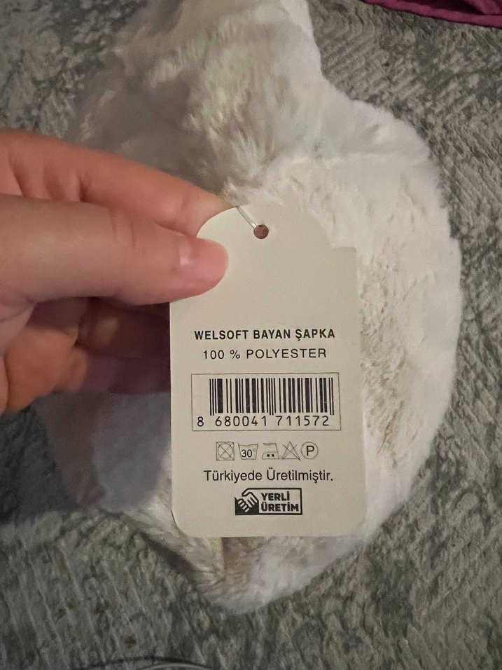 Beyaz Peluş Kadın şapka - Görsel 3