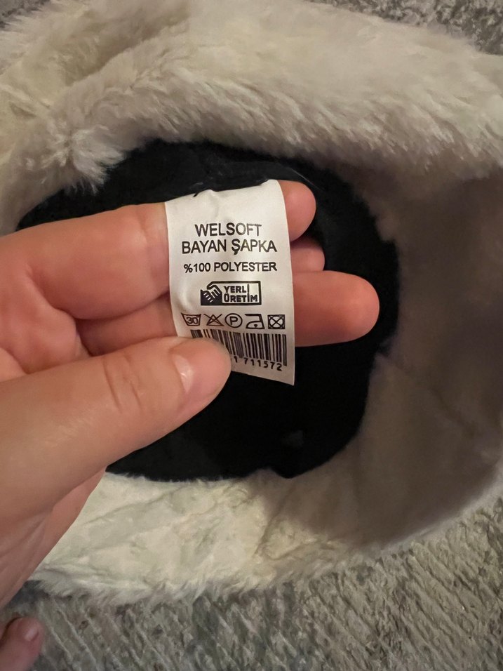 Beyaz Peluş Kadın şapka - Görsel 4