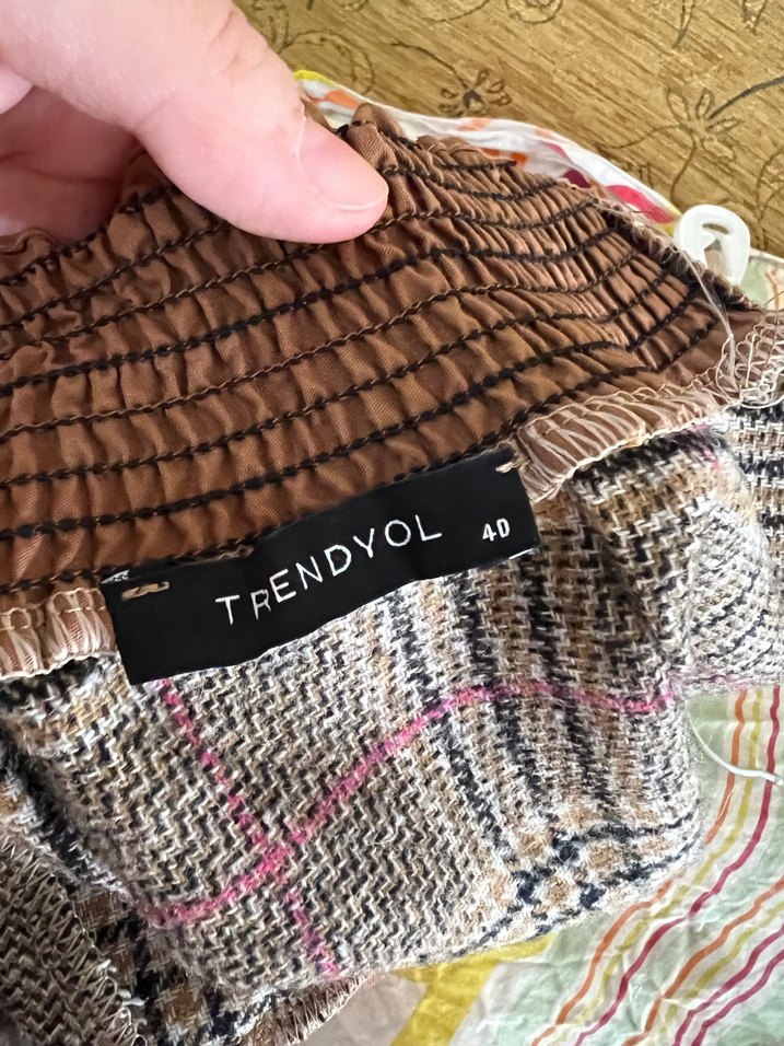 Kahverengi Kareli Midi Kadın Elbise - Görsel 4