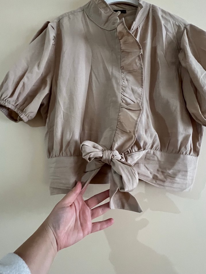 Bej Kısa Kol Gömlek - Görsel 2