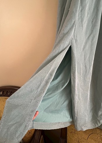 Su yeşili Kadın Uzun gece elbisesi  - Görsel 3