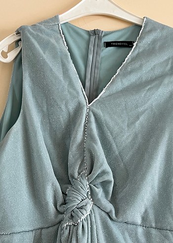 Su yeşili Kadın Uzun gece elbisesi  - Görsel 2