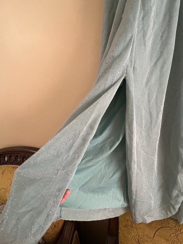 Su yeşili Kadın Uzun gece elbisesi  - Görsel 3