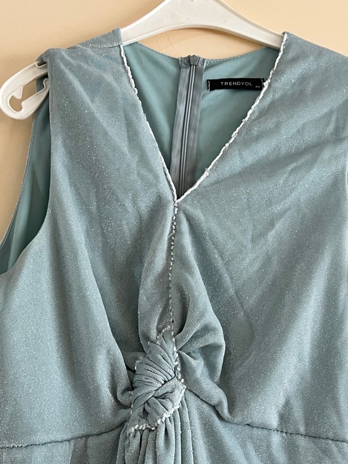 Su yeşili Kadın Uzun gece elbisesi  - Görsel 2